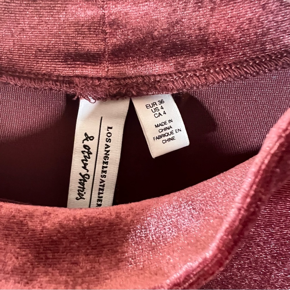 & Other Stories Velvet Turtleneck Midi Dress Burgundy Slit Long Sleeve Women's 4 - Picture 8 of 13